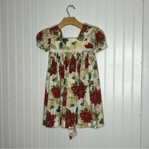 Bee Bee Blues Christmas Poinsettia Floral Toddler Dress Size 2T